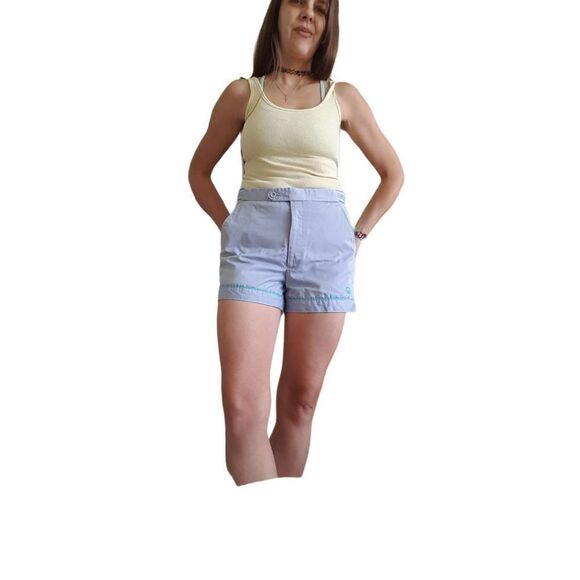 Vintage grey nautical 70s striped cotton shorts sailing cruise ware golf golfing - Picture 3 of 4